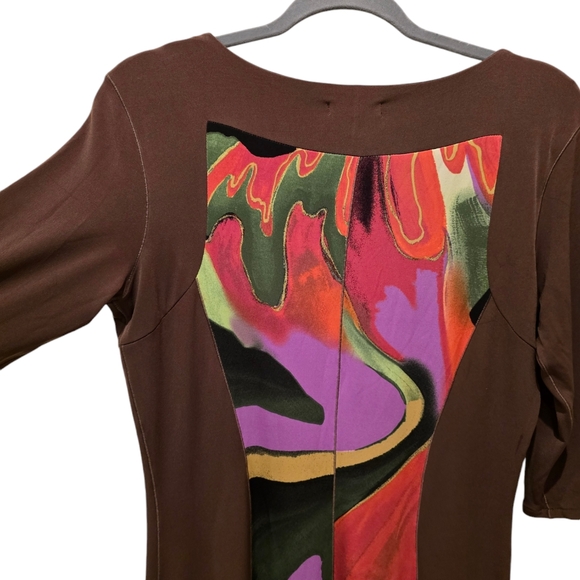 Eva Varro Abstract Print Three Quarter Sleeves Mini Dress. Size Medium - Picture 9 of 10